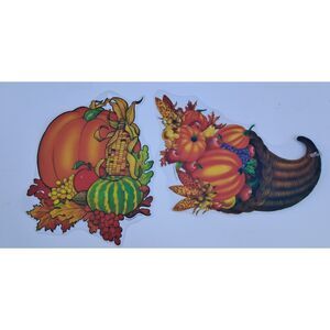 Vintage Color Clings Thanksgiving Cornucopia Pumpkin Corn Window Decor
